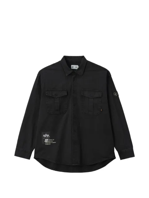 izzue patch-detail flap-pocket shirt Black IZXSTM01114X