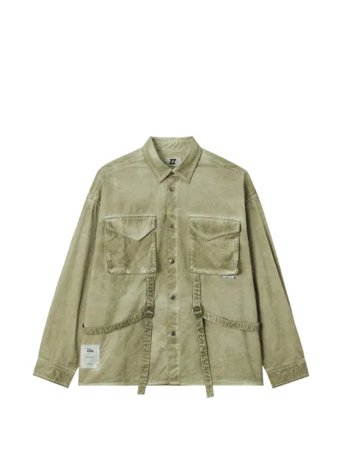 izzue strap-detail button-up shirt Green IZXSTM01024X
