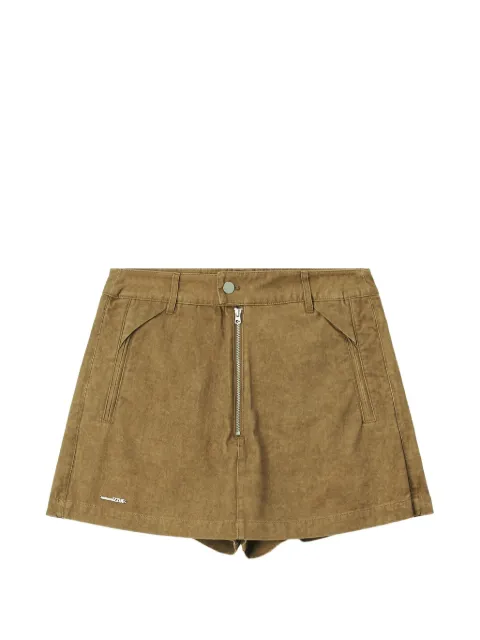 izzue exposed-zip cotton skort Brown IZXSPW01226X