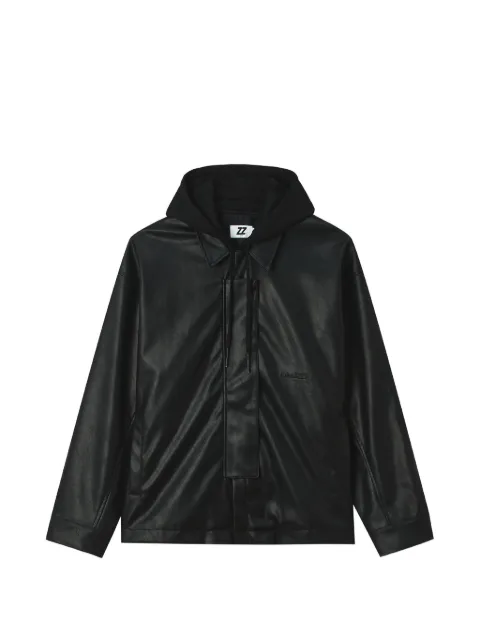 izzue layered drawstring-hood jacket Black IZXLEM01012X