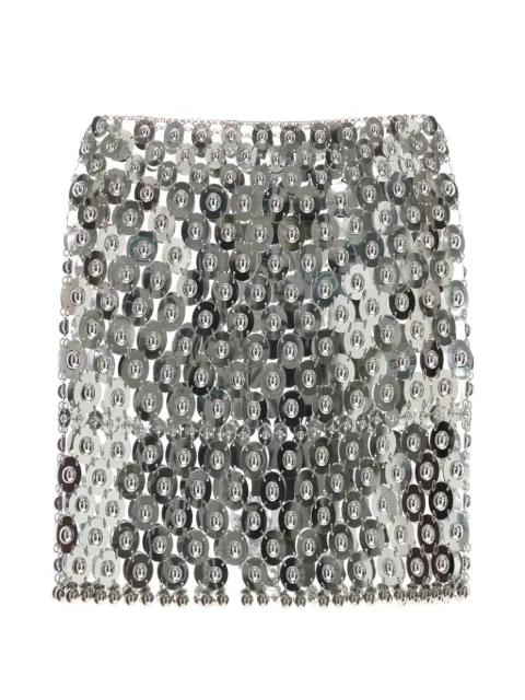 Rabanne disc-embellished chainmail mini skirt Silver 26AIJU214PS0129