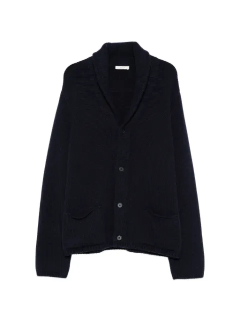 The Row Dor shawl-collar waffle-knit cardigan Blue 0695Y1044