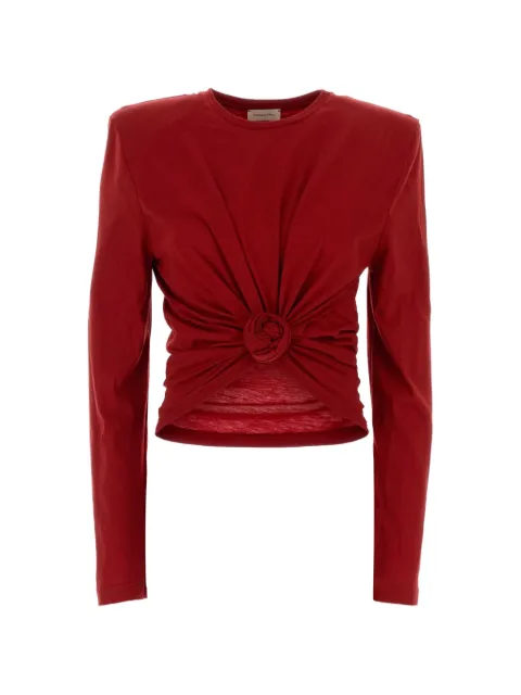 Magda Butrym rosette-detail padded-shoulder blouse Red 316726