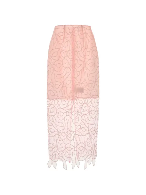 Cecilie Bahnsen bow-embroidered organza mid skirt Pink 226RTW17019