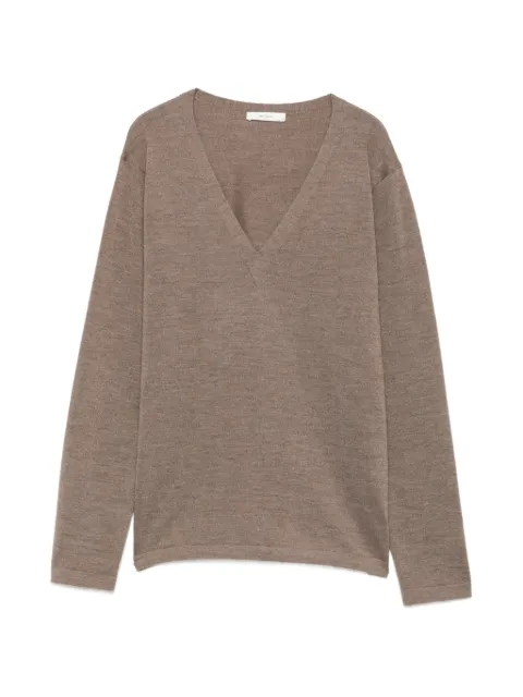 The Row V-neck long-sleeve knit Brown 702Y1026