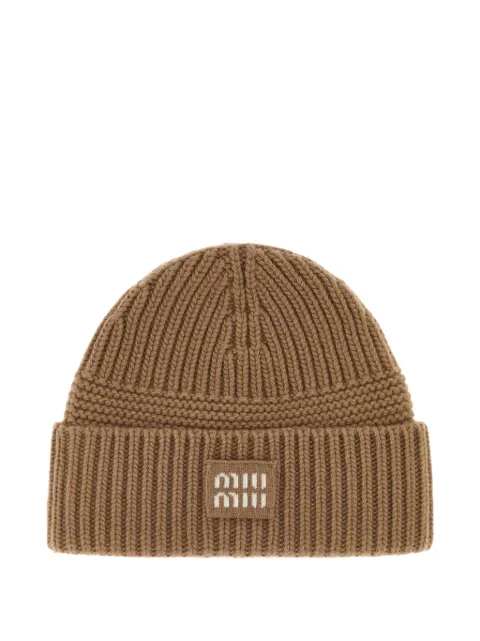 Miu Miu camel wool blend beanie hat Neutrals 5HC5392F8S