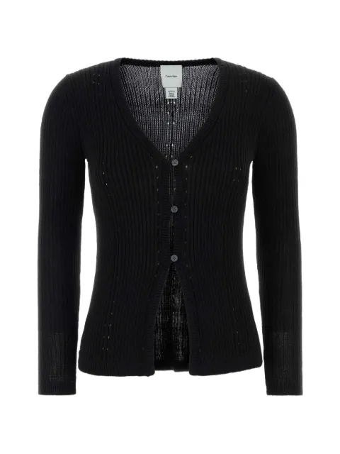 Calvin Klein ribbed-knit V-neck cardigan Black LV047G317GUB1