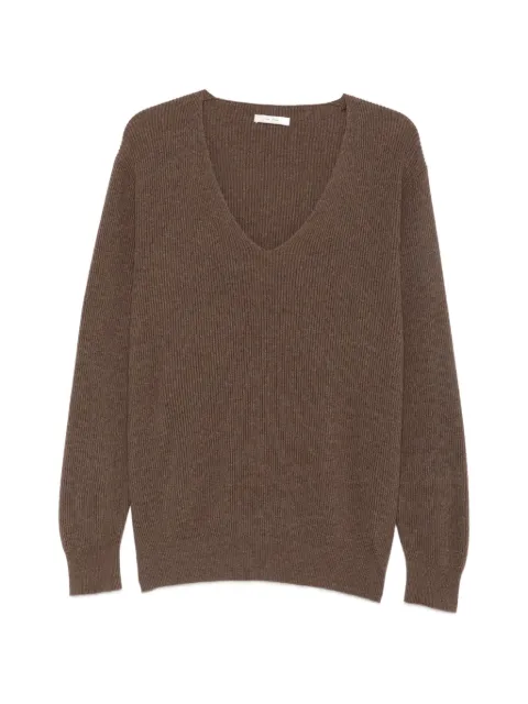 The Row V-neck rib knit Brown 0612Y1041
