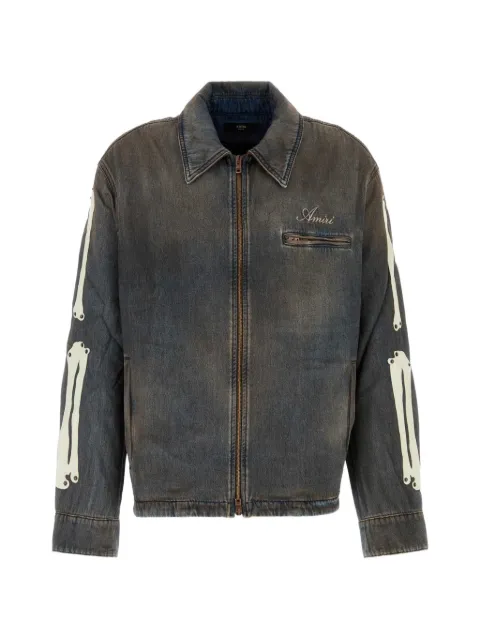 AMIRI Skeltal appliqué denim jacket Grey AM326JA003