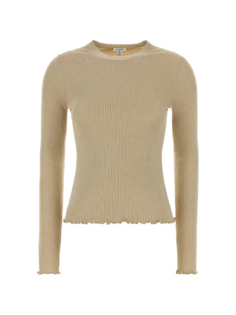 Alaïa ribbed lettuce-trim sweater Neutrals AA9H1460K232C