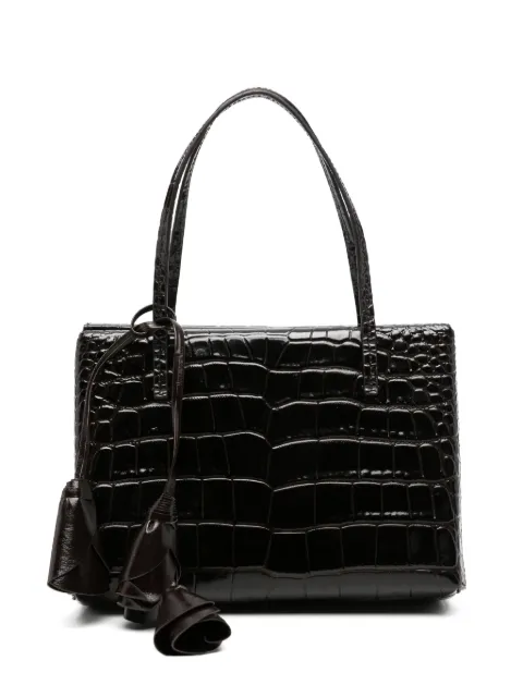 Magda Butrym croc-effect floral-pendant tote bag Black 913726
