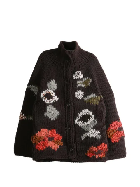 Casey Casey Flora floral-intarsia cardigan Brown 27FK071