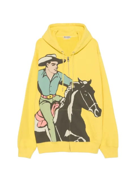 JW Anderson cowboy-print zip-up hoodie Yellow JW0286PG1901