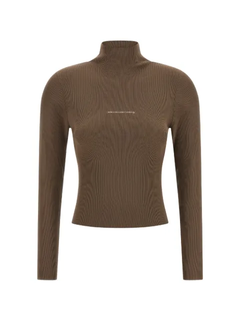 Alexander Wang logo-jacquard ribbed high-neck sweater Brown 1KC4261039269