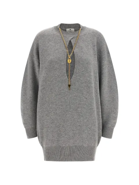 Elisabetta Franchi chain-embellished wool mini dress Grey AM23T66E2