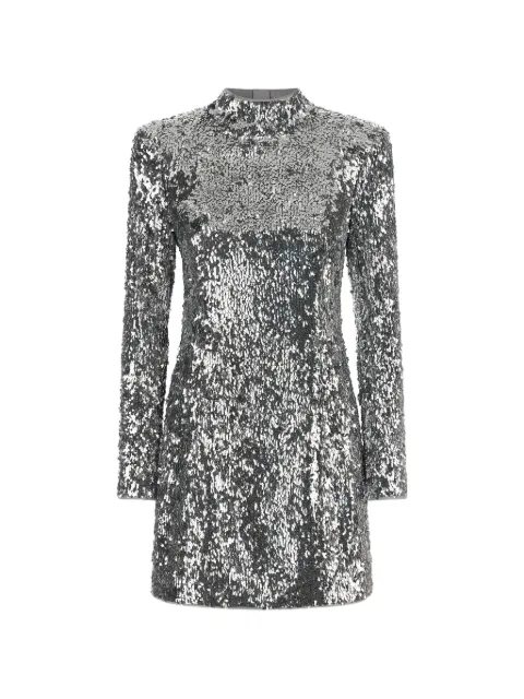 Balmain sequin-embellished structured-shoulder mini dress Silver HF1R8980XM11