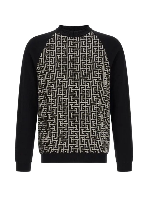 Balmain PB monogram jacquard sweater Black HH1KD195KI80