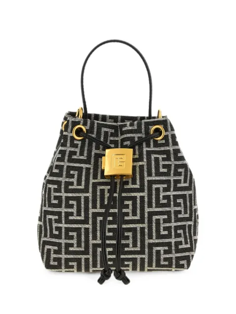 Balmain Pulse monogram jacquard bucket bag Black HN1GA065TJTE
