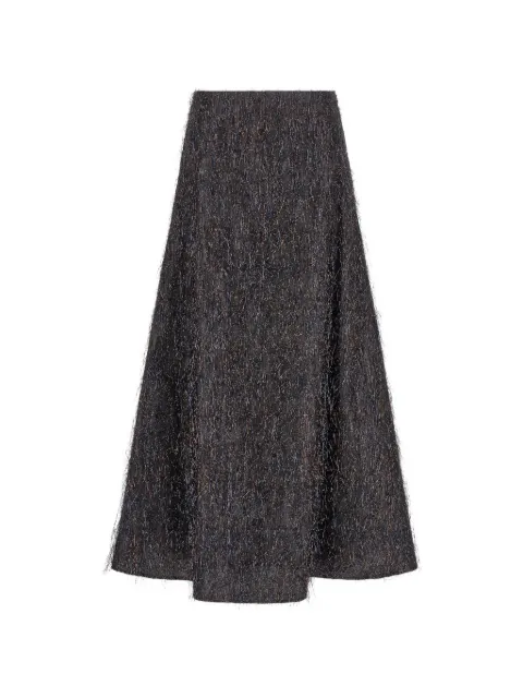 Peserico metallic-yarn frayed midi skirt Grey E0520706809963