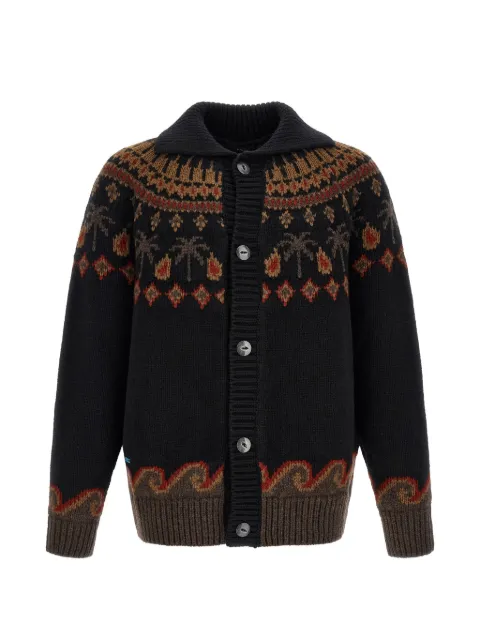 Alanui Fair Isle jacquard-knit cardigan Black LMHQ005E26KNI0011060