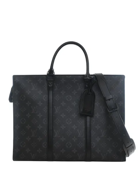 Louis Vuitton Pre-Owned 2000 Monogram Eclipse Sac Plat Horizontal Zipper satchel Black YQAIZVRANRY02L3G