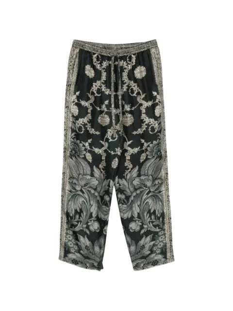 Pierre-Louis Mascia Aloe floral-print drawstring trousers Black 519430101