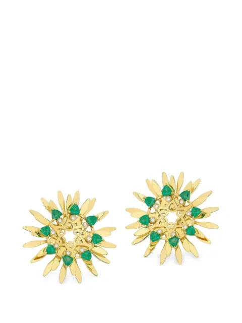 Carol Kauffmann Mandala emerald and diamond earrings Gold BRAM3D01