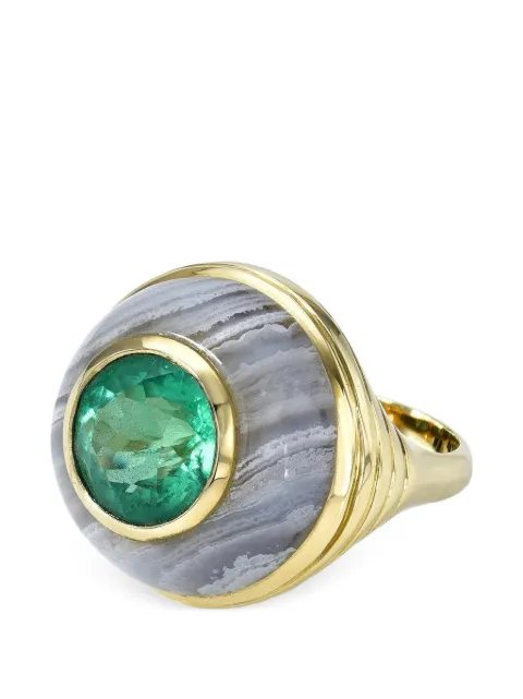 Retrouvaí Petite Lollipop emerald and blue agate ring Gold RI040EM363BA