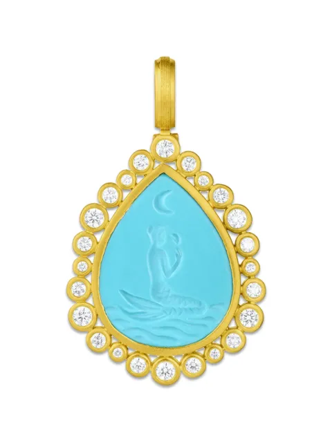 Leigh Maxwell Mermaid turquoise and diamond pendant Gold LMCH185