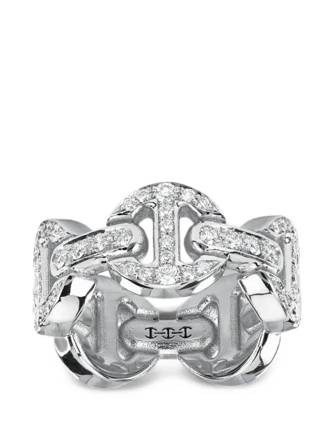 HOORSENBUHS Tri-Link diamond ring Silver HB005AWGWD7
