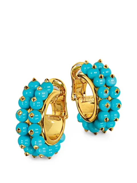 VERDURA turquoise beaded hoop earrings Gold VEC13371