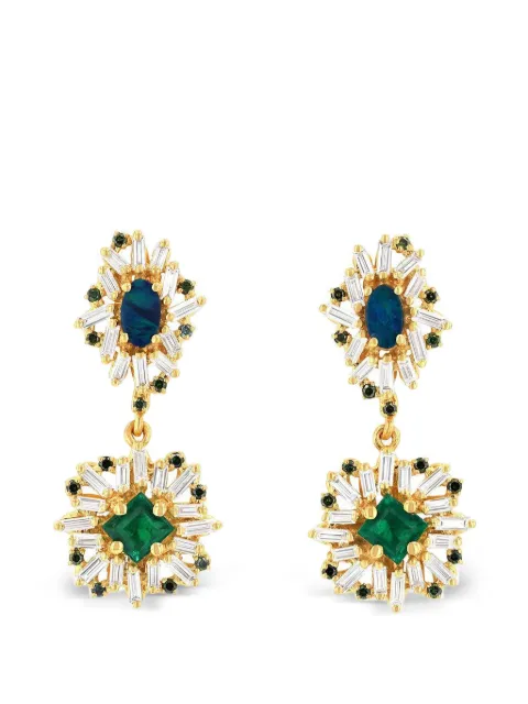 Suzanne Kalan opal and emerald drop earrings Gold KOE561