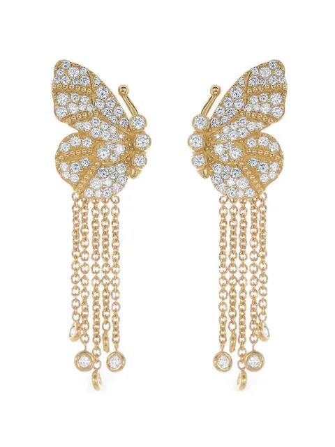 Tanya Farah diamond butterfly wing earrings Gold EBFLY12WINGWHDISM