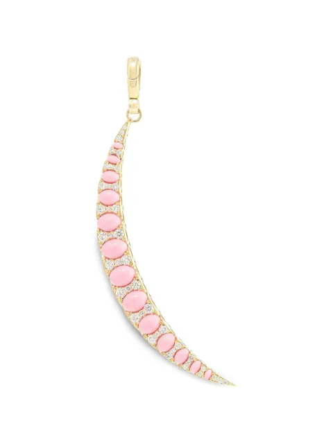Jenna Blake large Crescent coral and diamond pendant Gold JBC0170C