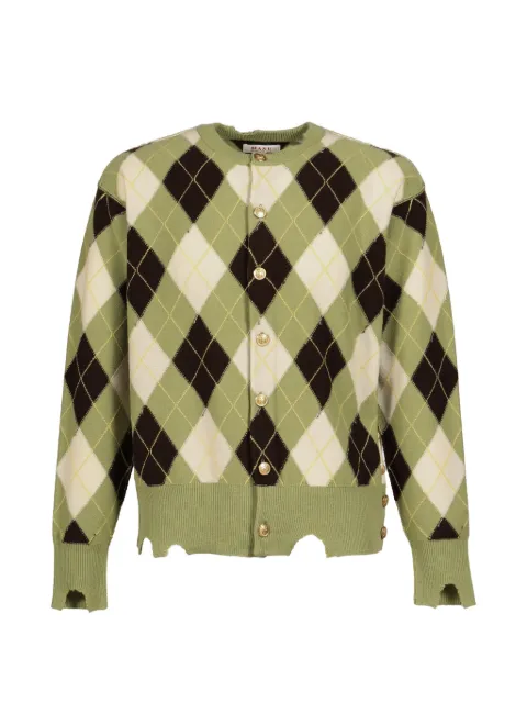 MASU Diamond Scraped distressed cardigan Green M26H9KN003PISTACHIO