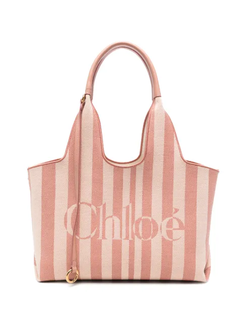 Chloé Stripy East-West tote bag in jacquard Pink CH26AS767R65