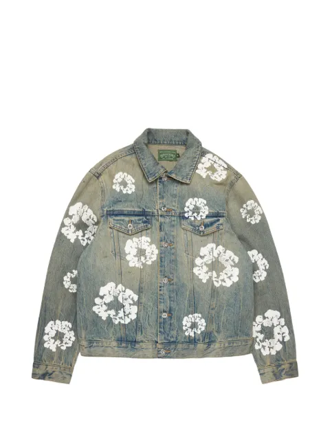 Denim Tears Wreath floral-print button-up denim jacket Blue DT919