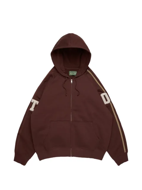 Denim Tears chenille-patch zip-up hoodie Brown DT915