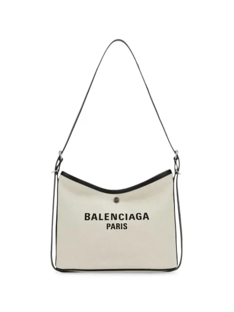 Balenciaga Biarri logo-plaque canvas shoulder bag Neutrals 8288432ABBN