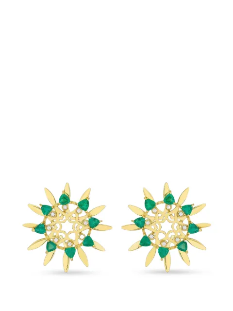Carol Kauffmann Mandala emerald and diamond hoop earrings Gold BRAMM01
