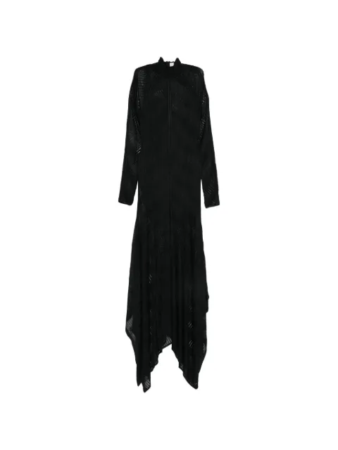 ZIMMERMANN Chevron asymmetric pointelle-knit handkerchief-hem maxi dress Black 9270DF261