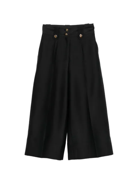 ZIMMERMANN Valiant Culotte button-embellished cropped trousers Black 9715PF261
