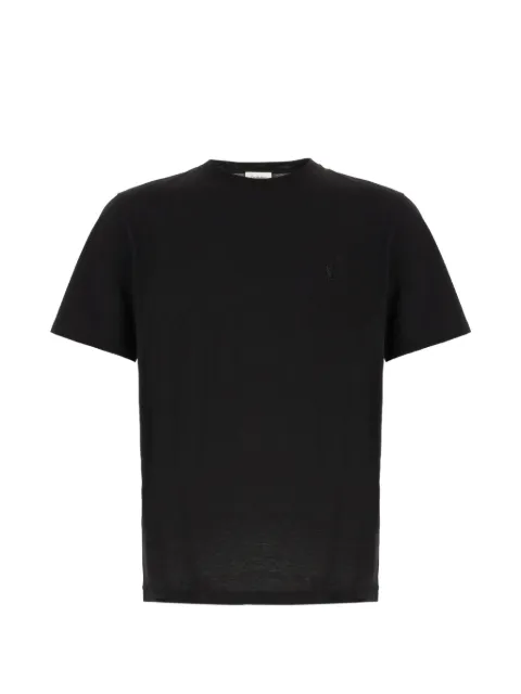 Saint Laurent Cassandre-embroidered T-shirt Black A001EEY38FG