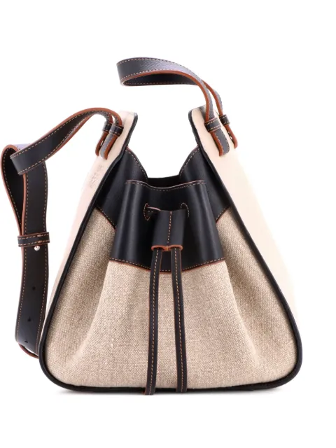 Loewe Pre-Owned Hammock Bag Leather and Canvas Small shoulder bag Neutrals WFITSC8PZ385KSU1