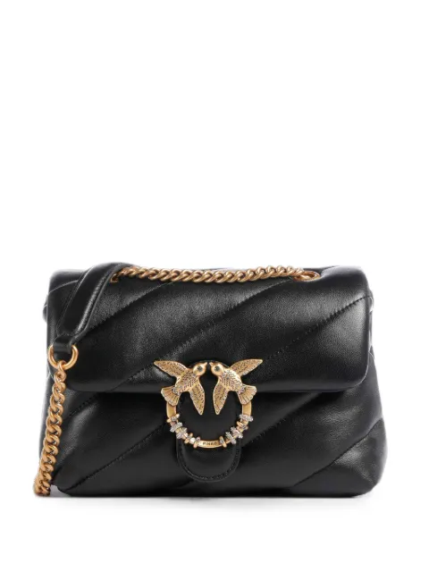 PINKO Mini Love Bag Puff crossbody bag in quilted nappa leather with jewel buckle Black 107058A0F2