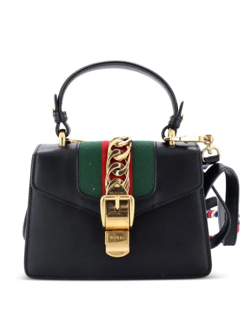 Gucci Pre-Owned Sylvie Top Handle Bag Leather Mini satchel Black V6WLL2JUI354SGIH