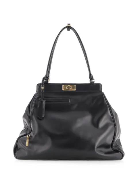 Prada Pre-Owned Frame Lock Leather Large tote bag Black U6M43L8GO6E0HH6P