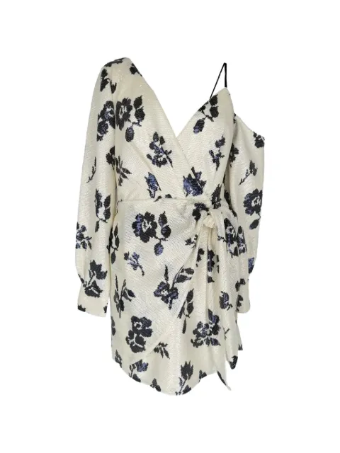 Self-Portrait floral-sequined wrap dress Neutrals RFCPUGBCL781817W