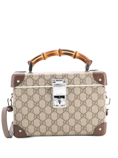 Gucci Pre-Owned Bamboo Globe-Trotter Vanity Case GG Coated Canvas satchel Brown JH9FLDLTCMS69ZFT