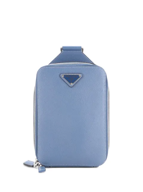 Prada Pre-Owned Brique Sling Bag Saffiano Leather backpack Blue R9PMR83LNVYLS5FW